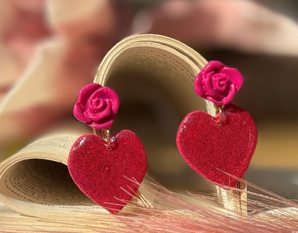 "For you" - Tolle Statement Ohrringe aus Polymer Clay in auffälliger Farbkombination